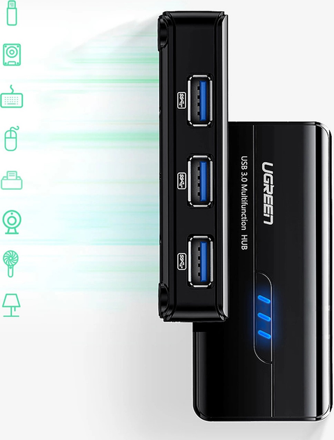 USB-хаб Ugreen USB 3.0 - 3 x USB 3.0 + RJ45 1000M Ethernet Black (6957303822652) - зображення 7