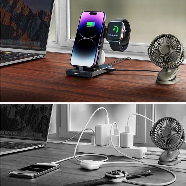 Stacja ładująca JOYROOM JR-WQS02 iPhone AirPods Apple Watch 4 in 1 Black (6956116772833) - obraz 11