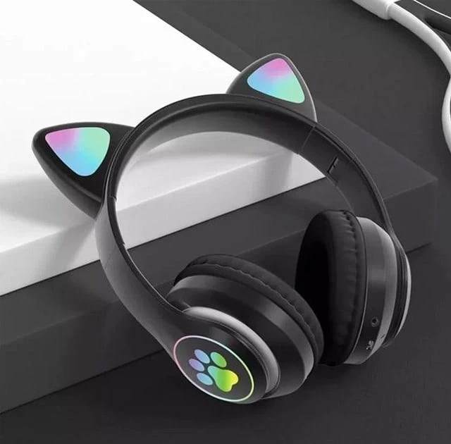 Беспроводные детские Bluetooth наушники с кошачьими ушками и цветной подсветкой Cat VZV-23M Черные - Фото 8 Беспроводные детские Bluetooth наушники с кошачьими ушками и цветной подсветкой Cat VZV-23M Черные - изображение 8