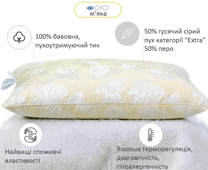 Подушка пуховая MirSon Экстра 112 мягкая 70x70 см (2200000005267) - Фото 3 Подушка пуховая MirSon Экстра 112 мягкая 70x70 см (2200000005267) - изображение 3