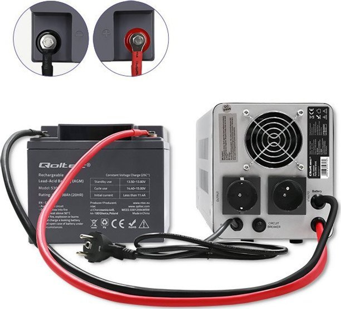UPS Qoltec Pure Sine Wave 1000VA/700W Stala faza (50717) (955555906703473) - Outlet - obraz 4