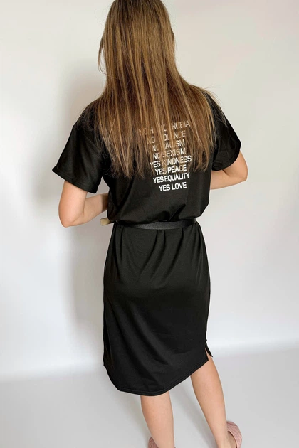 Платье-футболка длинное женское oversize ⬩ лёгкое и практичное ⬩ Apmi YES LOVE чёрное XL - 2XL - изображение 6