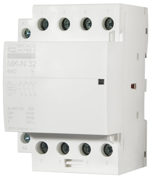 Модульний контактор MK-N 4P 32A 4NO 220V АСКО (A0040030032) - зображення 4
