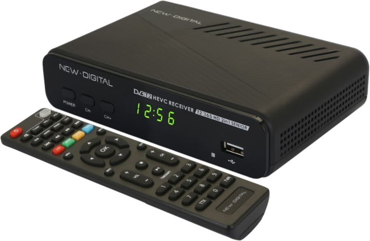 Tuner cyfrowy New Digital T2 365 HD Senior 2in1 DVB-T2 HEVC Black (4779049800129) - obraz 4