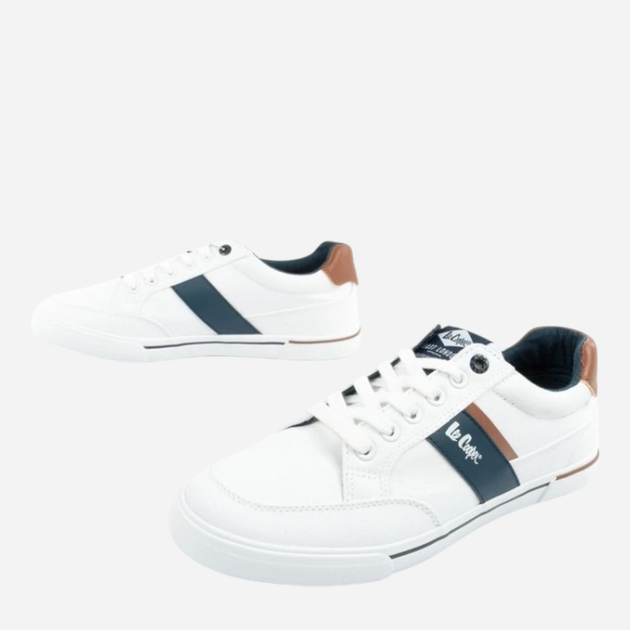 Tenisówki męskie materiałowe do kostki Lee Cooper LCW-25-02-3244M 42 28 cm Białe - obraz 6