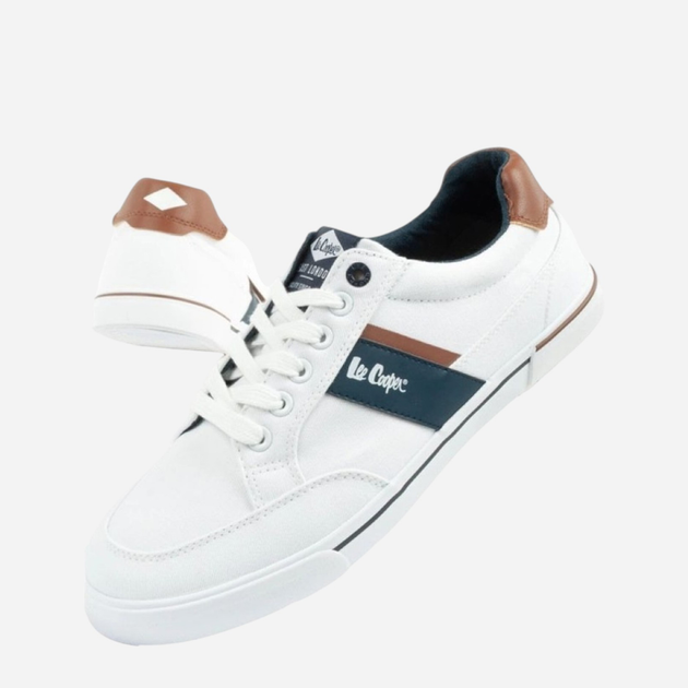 Tenisówki męskie materiałowe do kostki Lee Cooper LCW-25-02-3244M 43 28.6 cm Białe - obraz 4