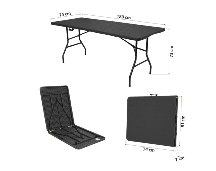 Stół Nils Camp składany ogrodowy w walizce NC1618 180 cm Antracyt (5908261681769) - obraz 6