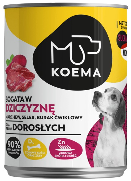 Opakowanie mokrej karmy dla psów Koema Diczyzna, jagnięcina, wołowina, królik, indyk, kaczka 6 szt x 400 g (5904734019435) - obraz 2