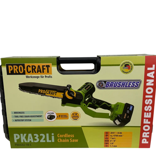 Аккумуляторная цепная пила ProCraft PKA32Li (1 АКБ, кейс, 2 шини, 2 цепи) - изображение 5