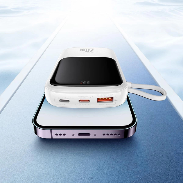 УМБ Baseus Power Bank Qpow Digital Display Lightning 10000 mAh 20 W White (PPQD060002) - зображення 11