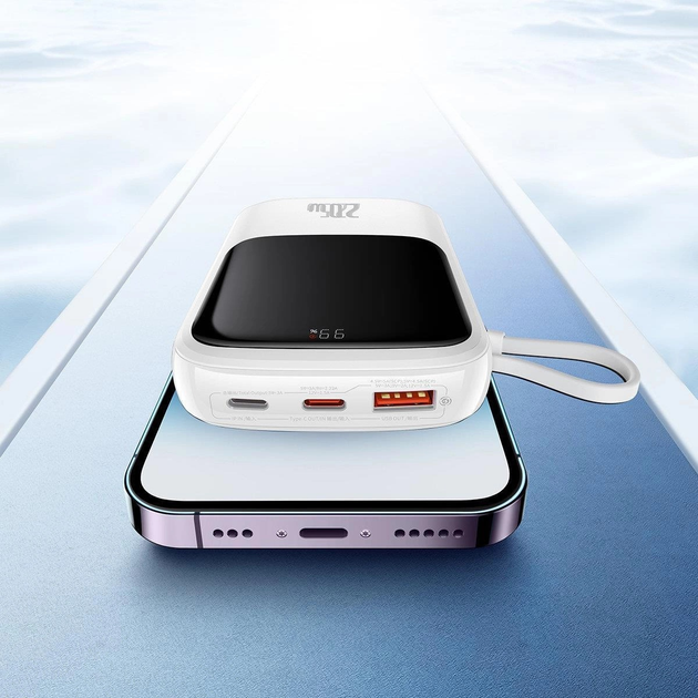 Powerbank Baseus Power Bank Qpow Digital Display USB-C 10000 mAh 22.5 W White (PPQD060102) - obraz 10