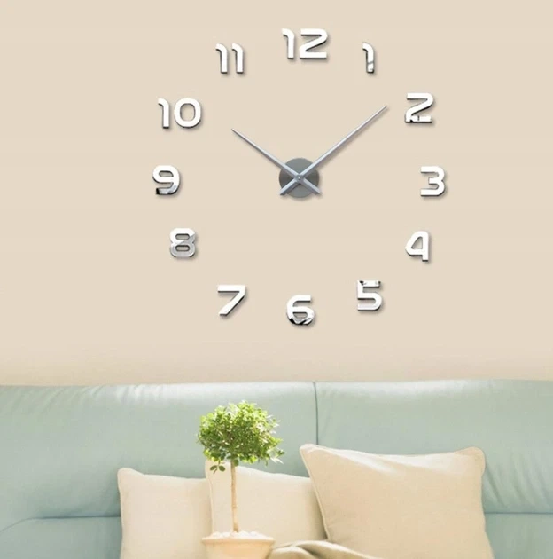 Настенные часы бесшумные DIY Clock NEW 50-120 см Зеркальные - изображение 9