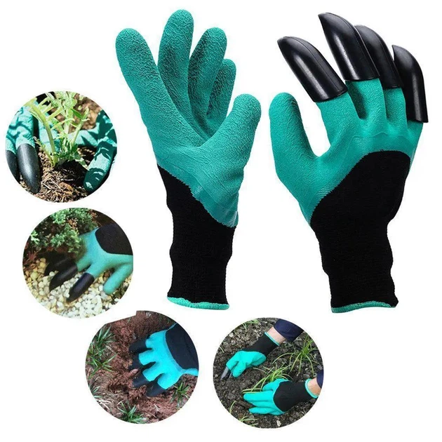 Садові рукавички з пазурами Garden Genie Gloves, Чорні із зеленим - Фото 2 Садові рукавички з пазурами Garden Genie Gloves, Чорні із зеленим - зображення 2