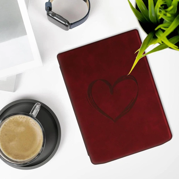 Обложка чехол kwmobile Soft Touch для PocketBook 743G InkPad 4 Heart Dark Red - изображение 5