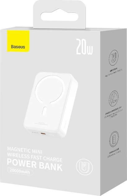 Powerbank Baseus Magnetic Mini MagSafe 20000 mAh 20 W White (PPCX150002) - obraz 7