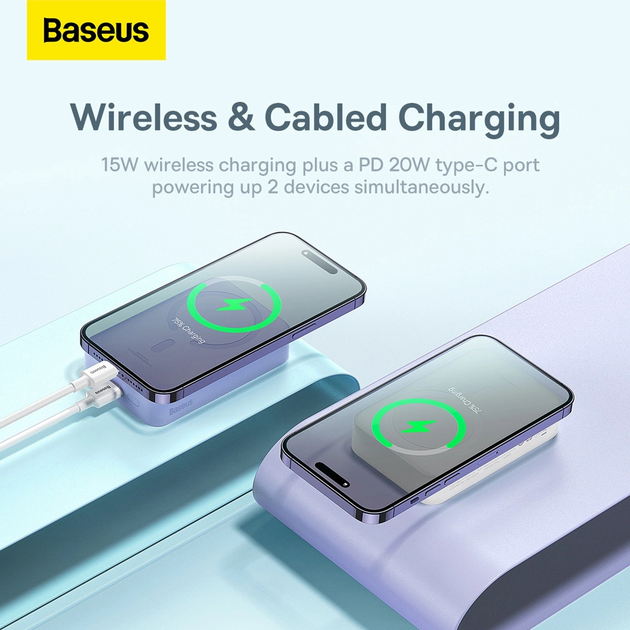 Powerbank Baseus Magnetic Mini MagSafe 20000 mAh 20 W White (PPCX150002) - obraz 9