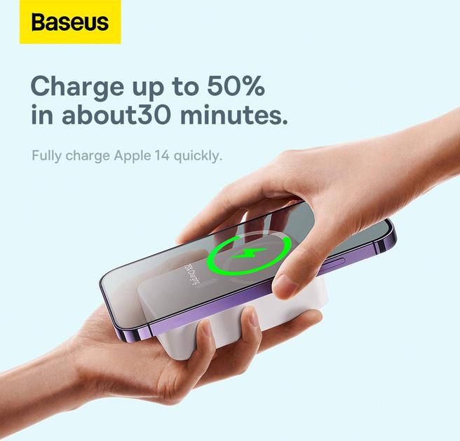 Powerbank Baseus Magnetic Mini MagSafe 20000 mAh 20 W White (PPCX150002) - obraz 10