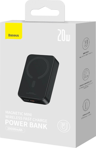 Powerbank Baseus Magnetic Mini MagSafe 20000 mAh 20 W Black (PPCX150001) - obraz 13