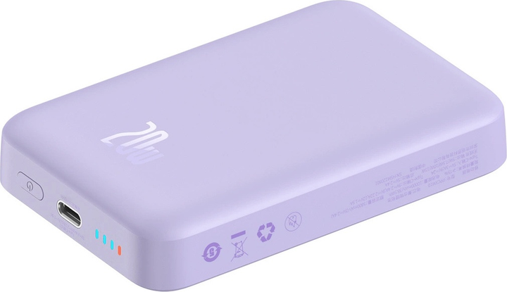 Powerbank Baseus Magnetic Mini MagSafe 10000 mAh 20 W Purple (PPCX110105) - obraz 3