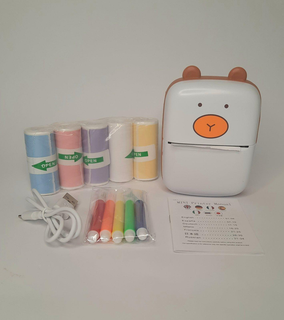 Карманный принтер для телефона детский аккумуляторный bear C15-1 - изображение 7