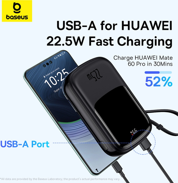 Powerbank Baseus Power Bank Qpow Pro+ USB-C 20000 mAh 22.5 W Black (P10067103113-00) - obraz 7