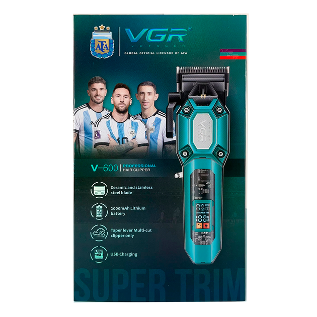 Аккумуляторная машинка для стрижки VGR V-600 GREEN, 6 насадок, регулятор высоты, 7000 RPM, LED дисплей - изображение 4