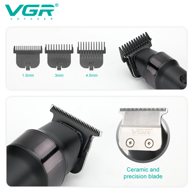 Триммер аккумуляторный VGR V-987, 4 насадки, LED дисплей - изображение 5