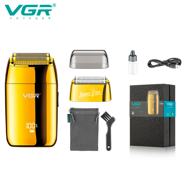 Электробритва VGR V-399 GOLD шейвер, влагостойкая, дополнительная насадка, LED дисплей - изображение 2