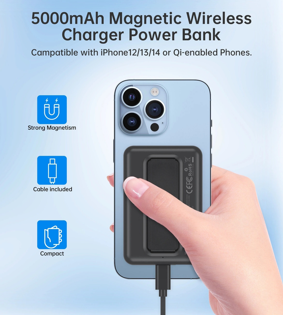 УМБ Choetech B662 MagSafe 5000 mAh Black (6932112105776) - зображення 4