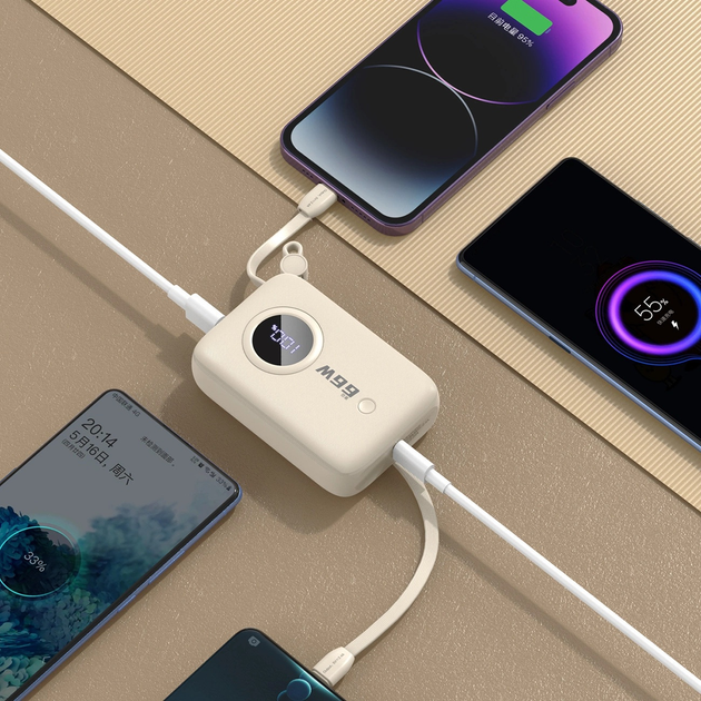 Powerbank Dudao K14 USB-C / Lightning 10000 mAh Beige (6976625331604) - obraz 4