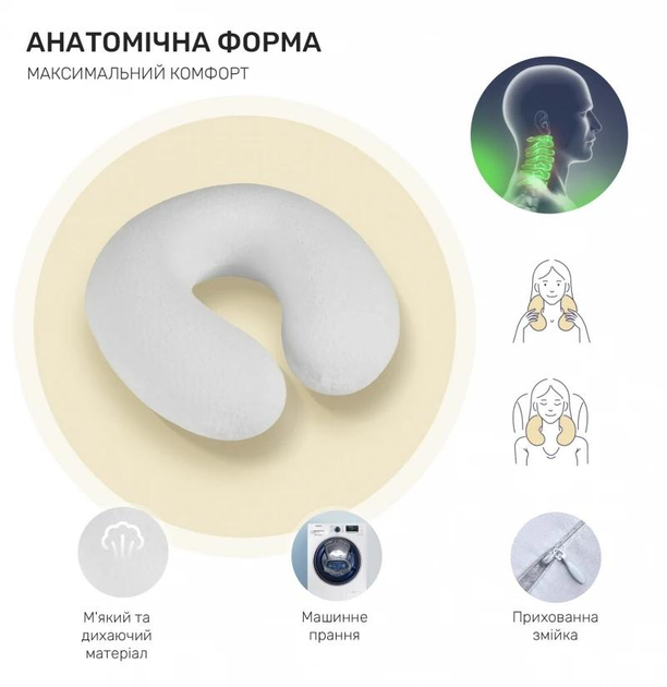 Подушка для подорожей MirSon №8219 Naturale Line 19-4150 Ofelia (2200006200154) - зображення 2