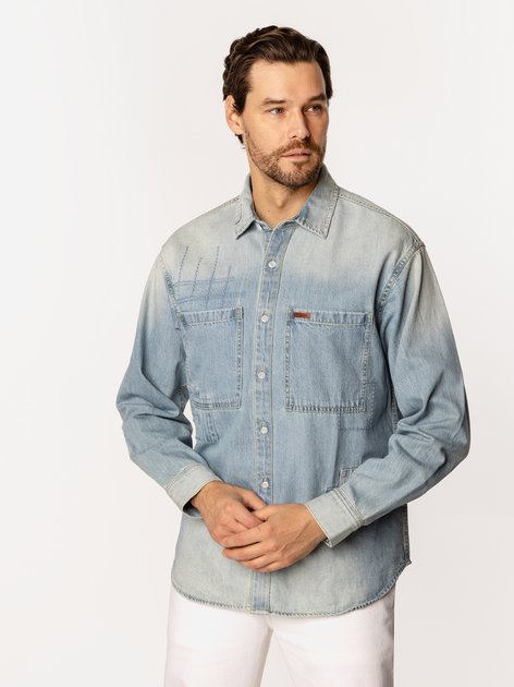Сорочка джинсова чоловіча Lee Cooper Leno-5023 XL Блакитна (5905991737476) - зображення 3