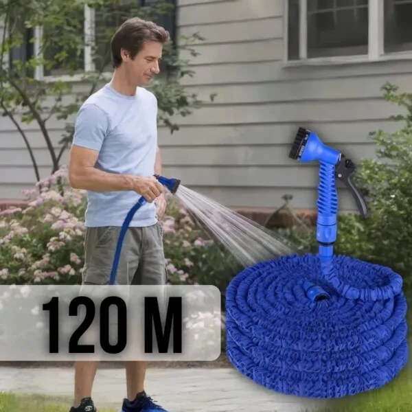Шланг садовый 120 м для полива с распылителем 7 режимов работы V-HOSE PRO Синий - изображение 2
