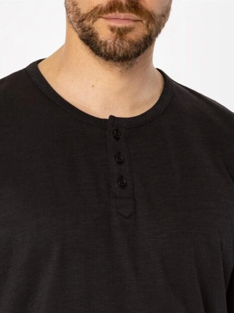 Футболка бавовняна довга чоловіча Lee Cooper Henley2-4587 2XL Чорна (5905991712473) - зображення 4