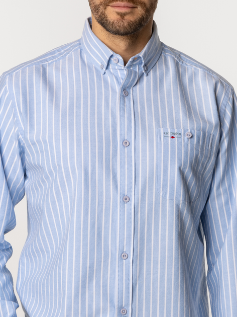 Koszula męska bawełniana w paski Lee Cooper New Tenby-KL39 XL Błękitna (5905991733232) - obraz 4