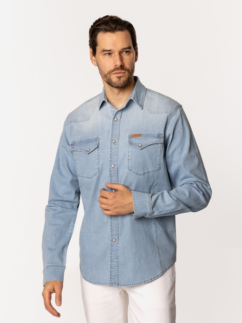 Сорочка джинсова чоловіча Lee Cooper Torres-3161 2XL Блакитна (5905991738923) - зображення 3