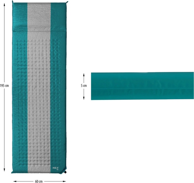 Mata samopompująca Nils Camp NC4340 Turquoise-Grey (5907695544527) - obraz 3