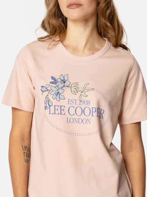 Футболка бавовняна жіноча Lee Cooper Blue Flowers-1160 XL Персикова (5905991728313) - зображення 4