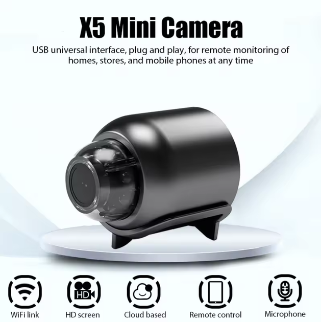Беспроводная IP Wi-Fi мини-камера шар X5 Mini YsxLite с датчиком движения Черная - Фото 3 Беспроводная IP Wi-Fi мини-камера шар X5 Mini YsxLite с датчиком движения Черная - изображение 3