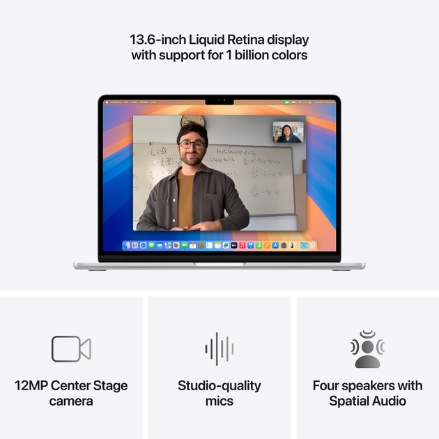 Laptop Apple MacBook Air 13.6" M4 24/512GB 2025 (MC654RU/A) (QWERTY+cyrylica) Silver - obraz 5