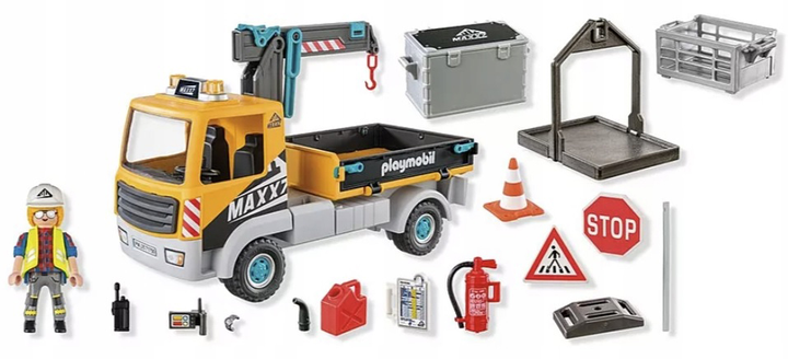 Samochod Playmobil Action Heroes Ciężarówka budowlana z dźwigiem 71750 (4008789717504) - obraz 4