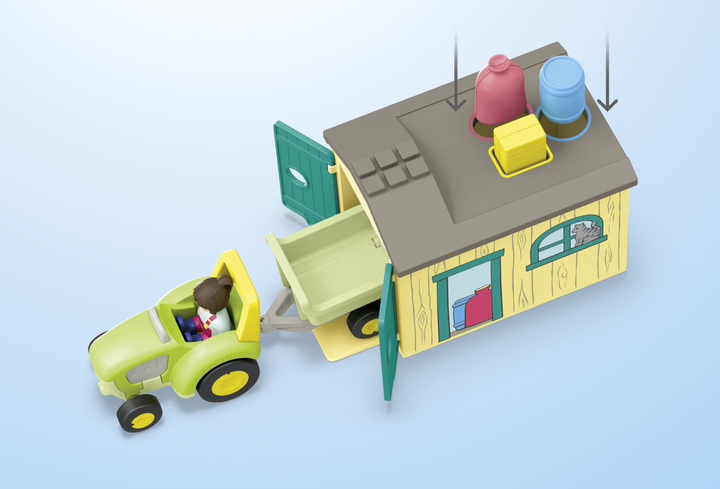 Zabawka dla niemowląt Playmobil Junior Przygoda na gospodarstwie z traktorem, przyczepą i zwierzętami 71656 (4008789716569) - obraz 4