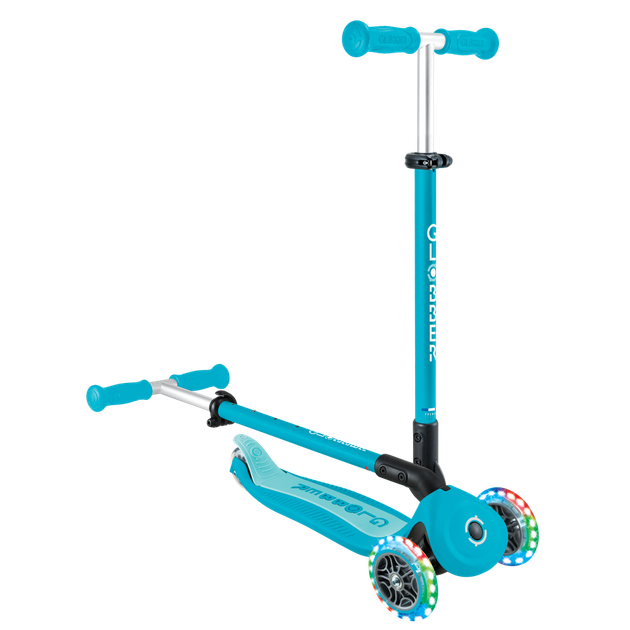 Дитячий самокат 3в1 з сидінням та додатковими колесами Globber Go Up Active Lights 360 голубий (749-300) - изображение 6