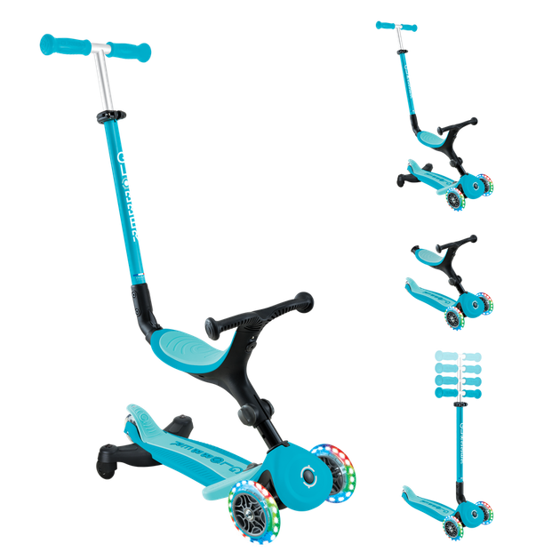 Дитячий самокат 3в1 з сидінням та додатковими колесами Globber Go Up Active Lights 360 голубий (749-300) - изображение 15