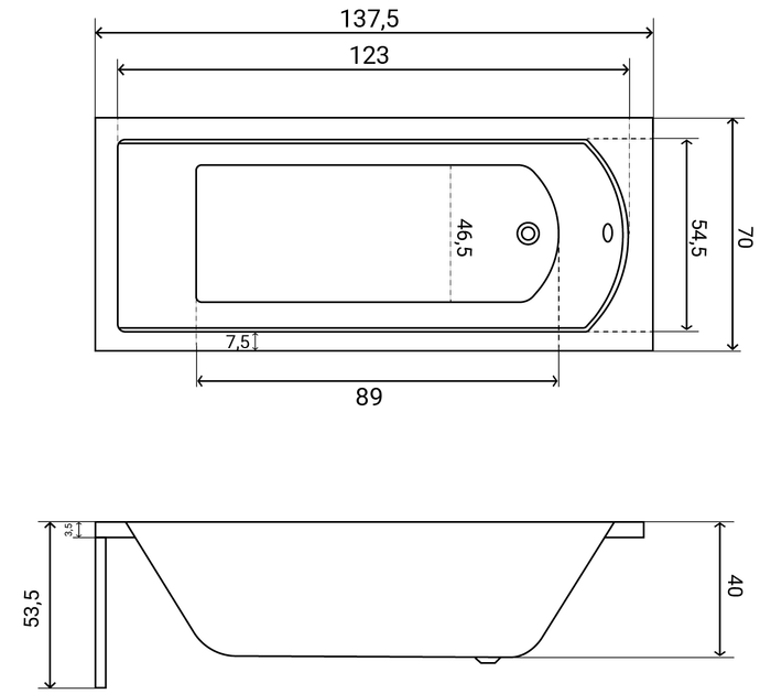 Ванна акриловая Helmken Vespera 140x70 см (937NP67962) комплект 4 в 1: прямоугольная ванна, ножки, Черный подголовник и Черная фронтальная панель - изображение 19