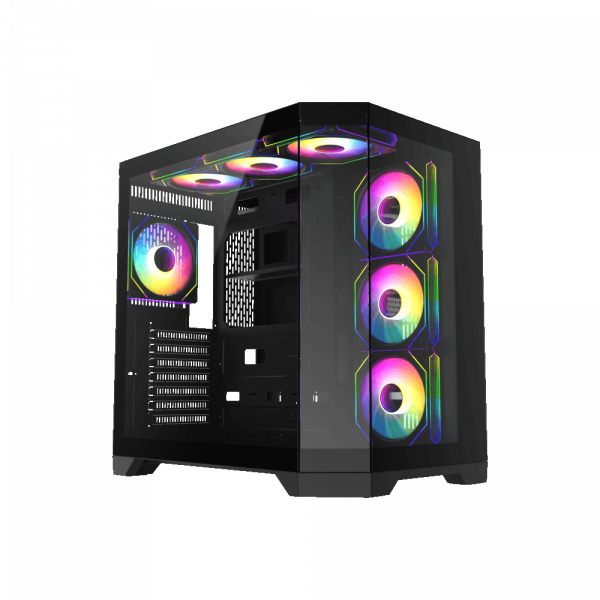 GAMEMAX Корпус комп'ютерний Midi atx без блока живлення x,m-atx, ITX,Tempered Glass,Metal cover, USB2.0x1, hype-a Black - Фото 2 GAMEMAX Корпус комп'ютерний Midi atx без блока живлення x,m-atx, ITX,Tempered Glass,Metal cover, USB2.0x1, hype-a Black - изображение 2