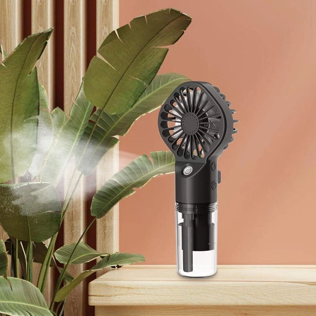 Ручной вентилятор - увлажнитель воздуха на аккумуляторе Humidifying Fan трехскоростной мини-вентилятор / мини-кондиционер с распылением воды, 15.7х6.8 см, черный (103951632) - изображение 3