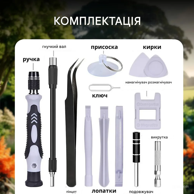 Набор магнитных бит и отвертки 115 в 1 с гибким удлинителем для точных работ в кейсе - изображение 4