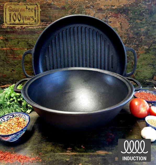 Казан узбецький WOK Maysternya V15GР Wok 15л з кришкою-гриль - Фото 2 Казан узбецький WOK Maysternya V15GР Wok 15л з кришкою-гриль - изображение 2