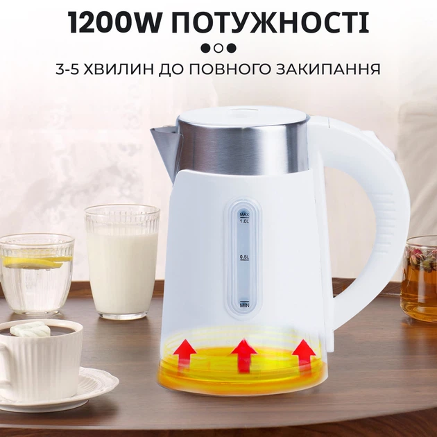 Электрочайник Sokany SK-0808W 1200 Вт дисковый 1 л черный - Фото 6 Электрочайник Sokany SK-0808W 1200 Вт дисковый 1 л черный - изображение 6